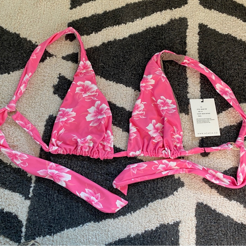 Acacia swimwear Blake top in Neon vintage (M) NWT